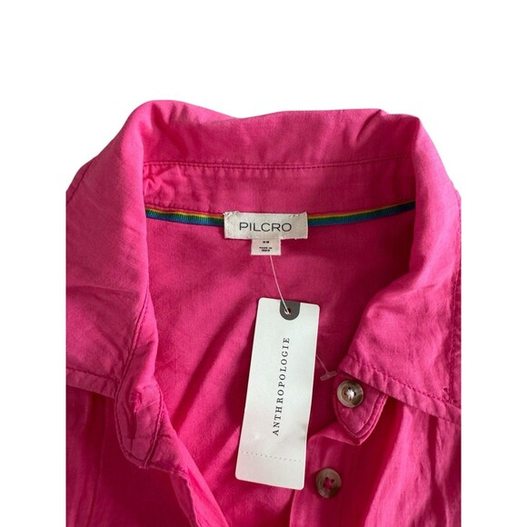 Pilcro Anthropologie Oversized Pink Tunic Blouse Size XS Raw Hem Beachy Boho Top - Picture 7 of 11